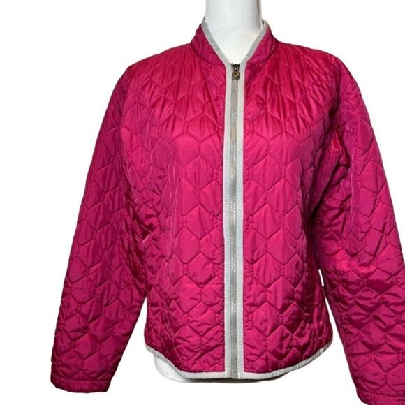 Burton Quilted Zipper Jacket in Hot Pink with Gray Trim Size Medium - Picture 1 of 14
